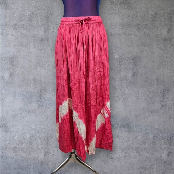 NWT Unity Pink & White Tie Dye Crinkle Peasant Skirt One Size Women's Plus‎ W13 - Picture 1 of 8